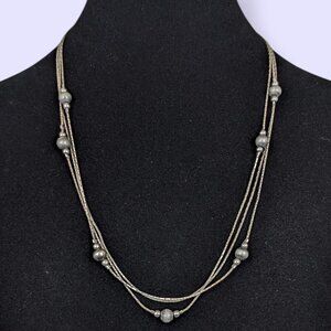 V. 3-Strand Bead Accent Chain Necklace